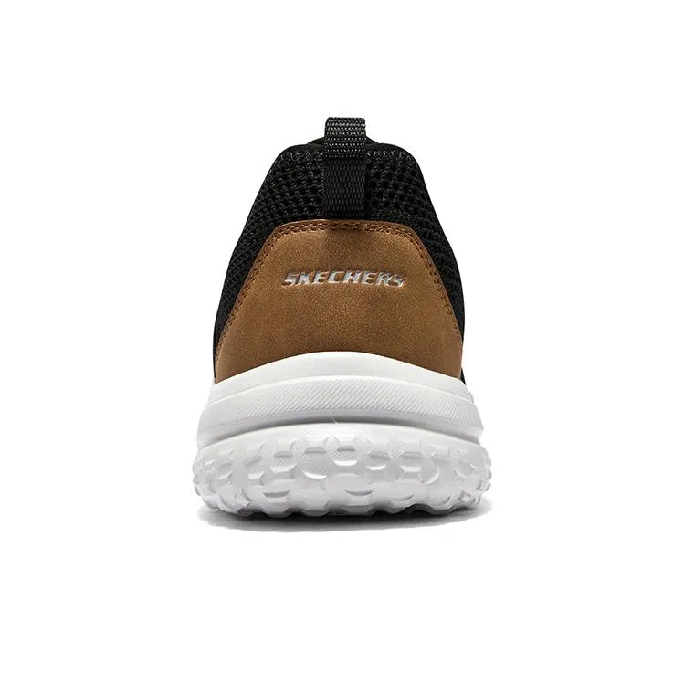 Skechers Solvano Non slip Wear resistant Shock Absorption Low Top Casual Shoes Men's Black White Brown-3