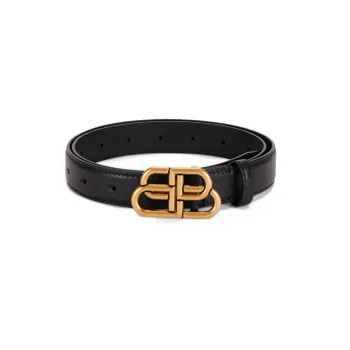 Balenciaga Leather Belts Unisex Black