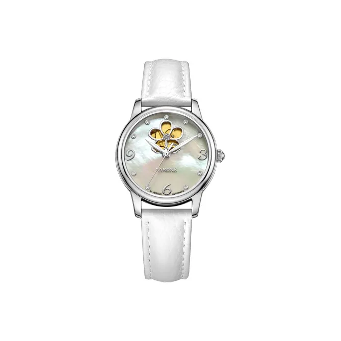 RARONE Mechanical Movement Genuine Leather Strap Watch Women's Watch Mother-of-Pearl Color Watch Dial-2