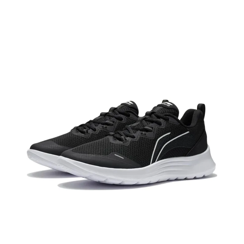 LiNing Anti Slip And Wear Resistant Support Low Top Casual Running Shoes Men's Black White-2