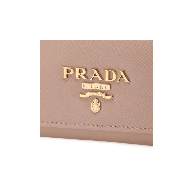 PRADA Cow Leather Key Pouch Regular Women's Nude Pink-3