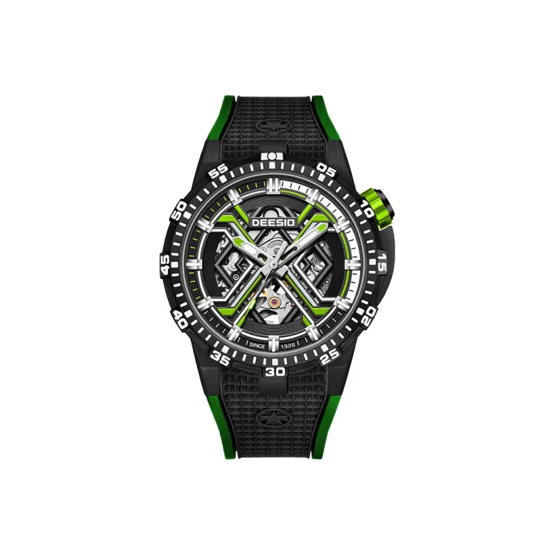 DEESIO Xingji Gate Collection Automatic Mechanical Movement Rubber Strap Watch Men's Watches Cut Out Dial-6