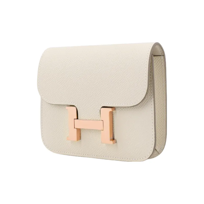 HERMES Constance Slim Epsom Leather Wallets Card Holders Fanny Pack Regular Women's 10 Craie Milkshake White-1