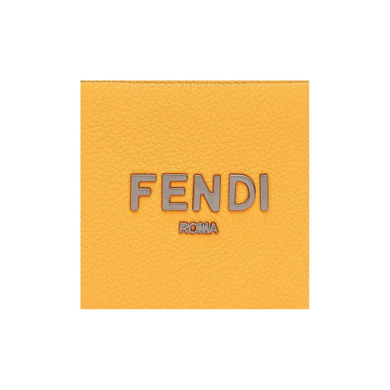 FENDI Calfskin Wallet Men's Orange-3