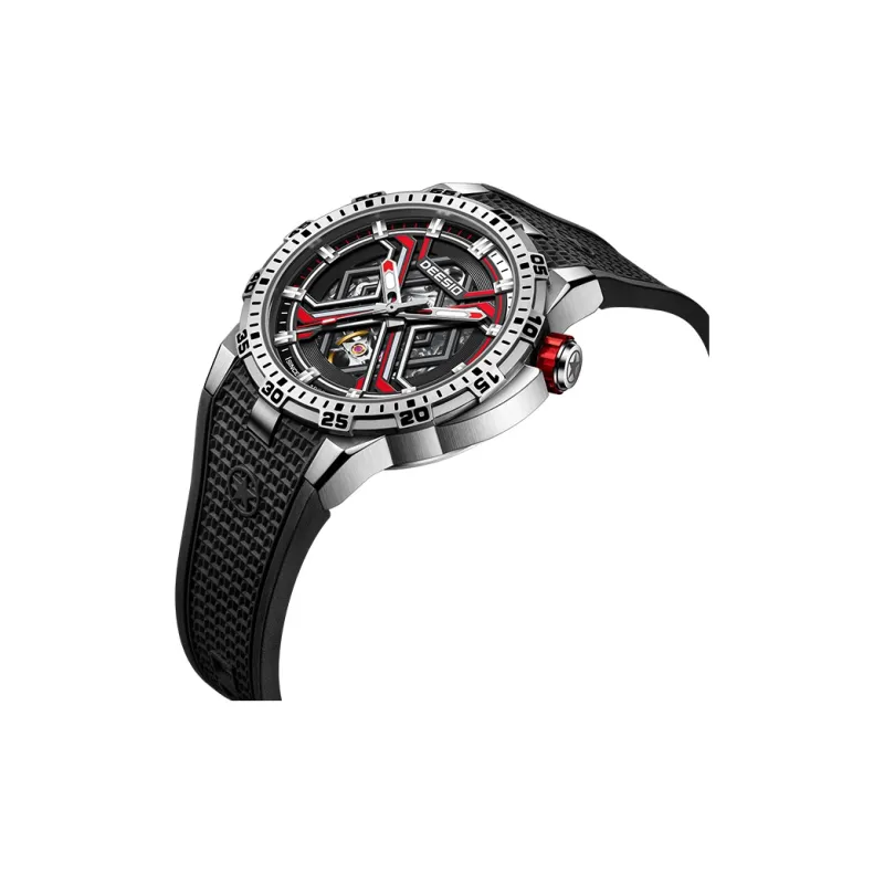 DEESIO Xingji Gate Collection Automatic Mechanical Movement Rubber Strap Watch Men's Watches Cut Out Dial-3