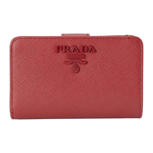 PRADA Cow Leather Wallet Regular Women's Red