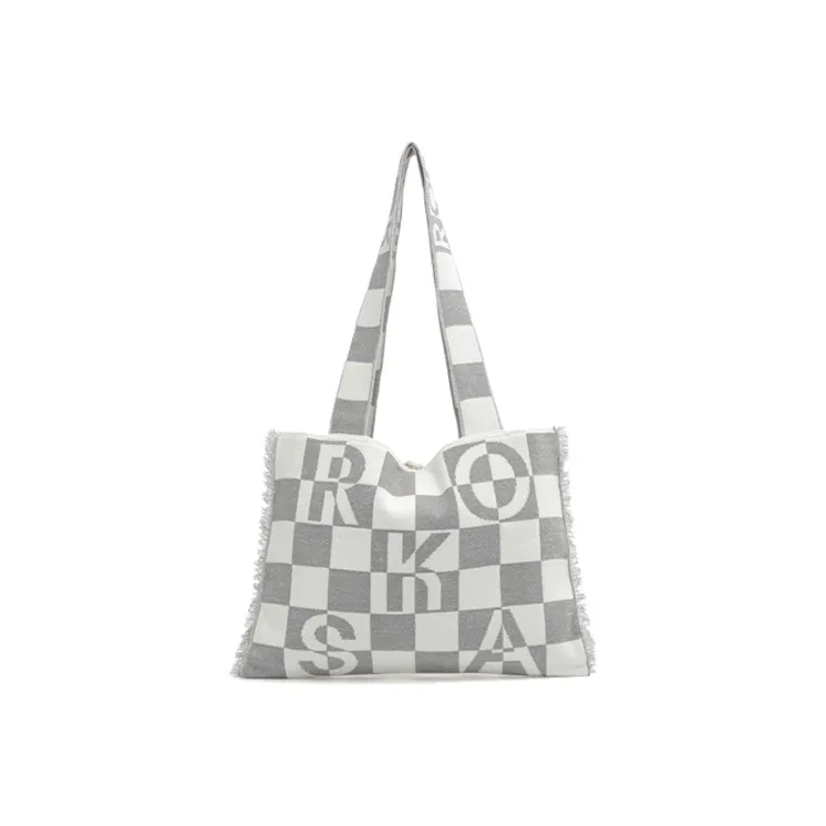 ROSA.K Blended Material Tote Bag, Handbag, Shoulder Bag Large Size Unisex Multicolor-3