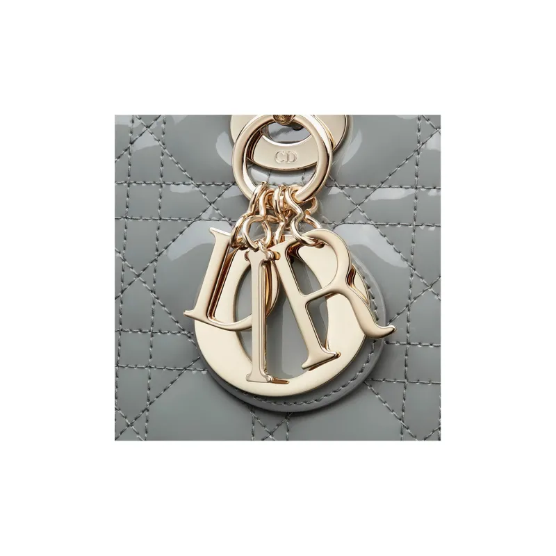 DIOR Lady Dior Sheepskin Dior Bag Shoulder Bag Crossbody Bag Handbag Medium Size Women's Gray-3
