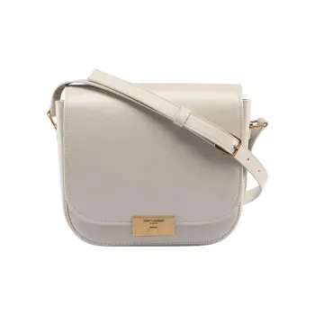 SAINT LAURENT Smooth Cow Leather Saddle Bag Crossbody Shoulder Bag Women's White
