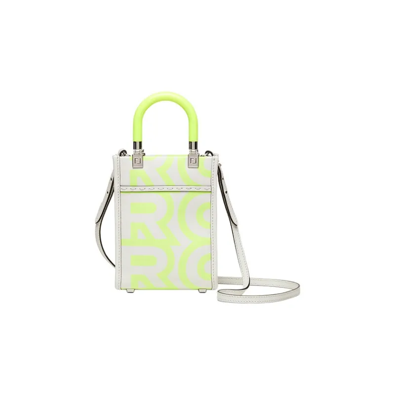 FENDI Marc Jacobs Collaboration Sunshine Calfskin Handbag Shoulder Bag Crossbody Bag Mini Women's White/Neon Yellow-2