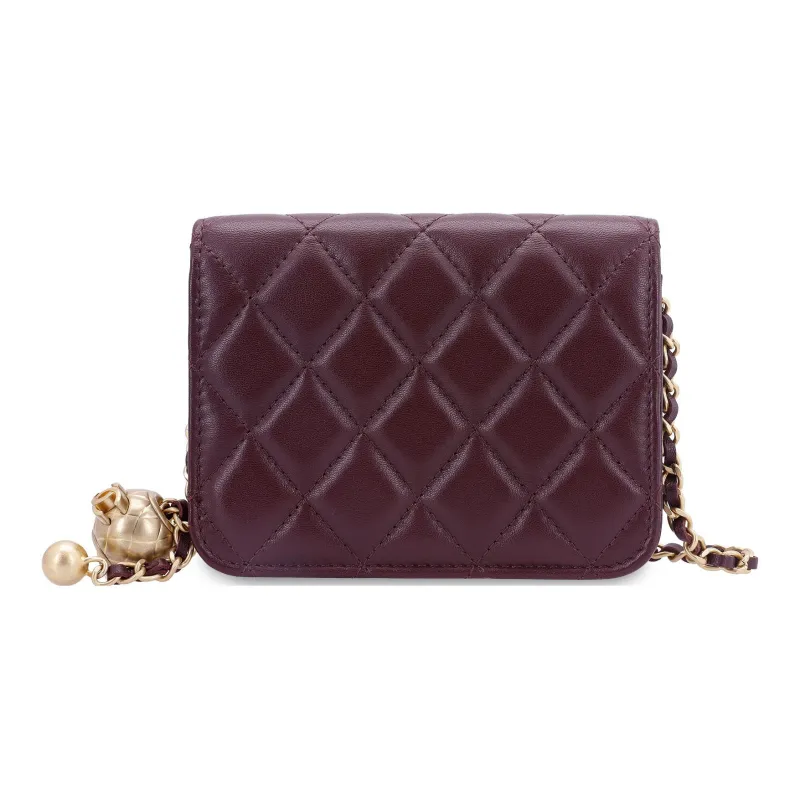 CHANEL Sheepskin Shoulder Bag, Crossbody Bag, Fanny Pack, Coin Purse Women's Burgundy-3