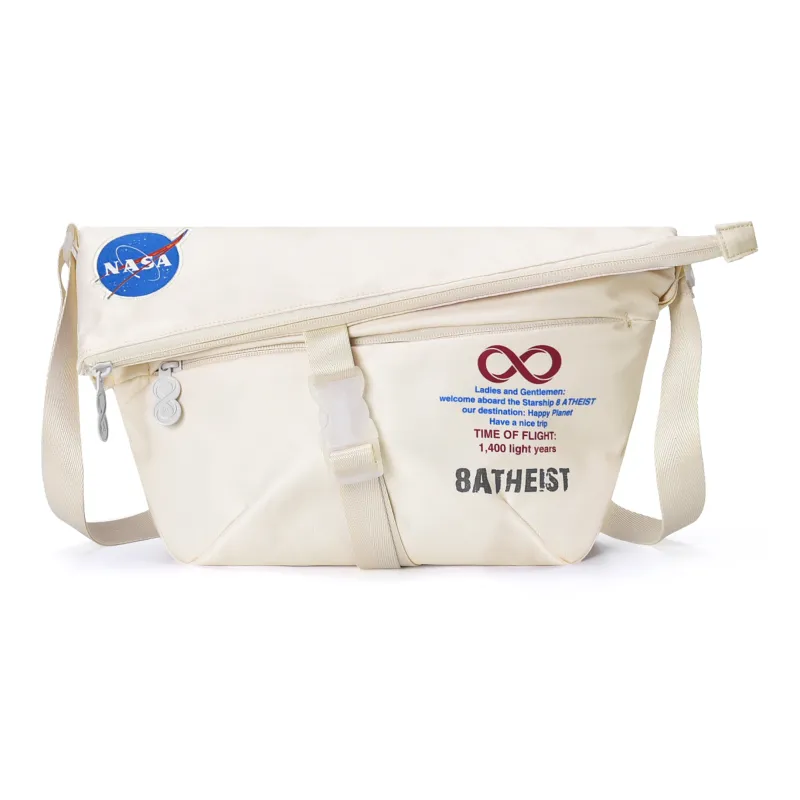 8atheist Polyester Shoulder Bag, Crossbody Bag, Fanny Pack Regular Unisex Ecru Color Block-0