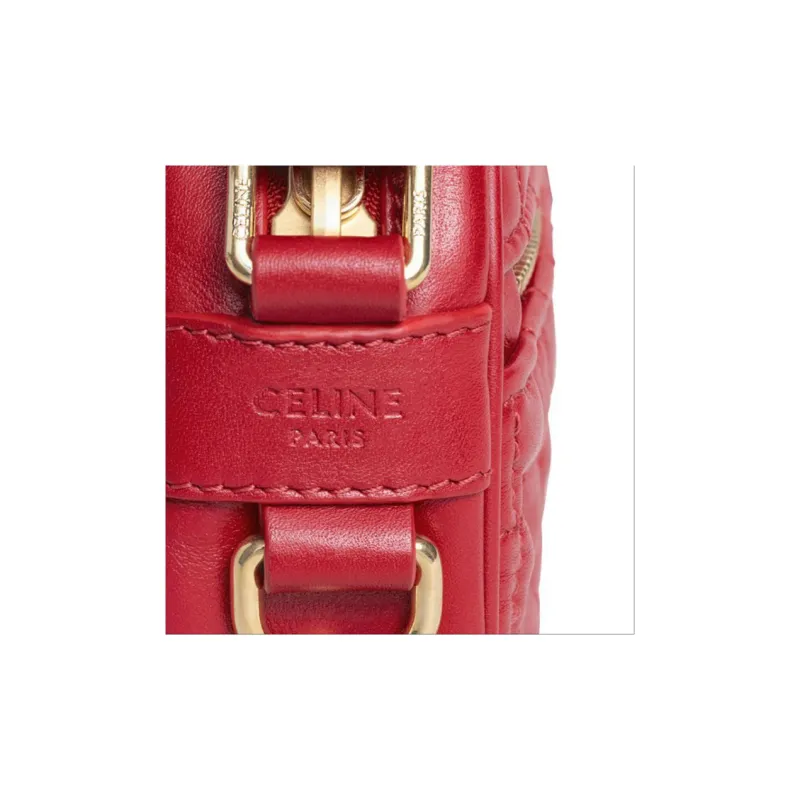 CELINE Calfskin Small Square Camera Bag Shoulder Bag Crossbody Bag Small Size Women's Red-3