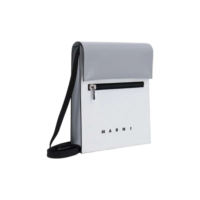 MARNI Polyester Crossbody Bag, Shoulder Bag Men's Gray/White-1