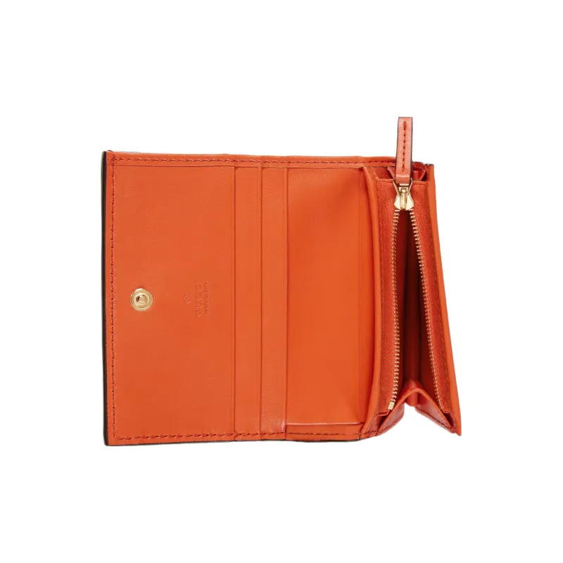 GUCCI GG Matelassé Leather Clutch Card Holder Wallet Small Size Women's Orange-5