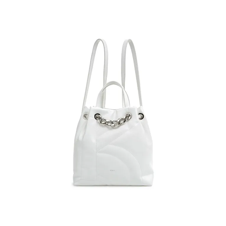 ROSA.K Cow Leather Backpack Medium Size Women's Black/White-6