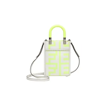 FENDI Marc Jacobs Collaboration Sunshine Calfskin Handbag Shoulder Bag Crossbody Bag Mini Women's White/Neon Yellow