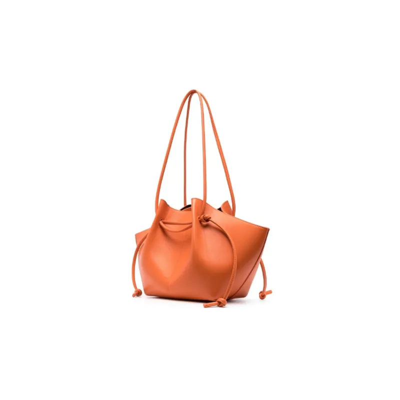 YUZEFI Calfskin One Shoulder Handbag Women's Orange-1