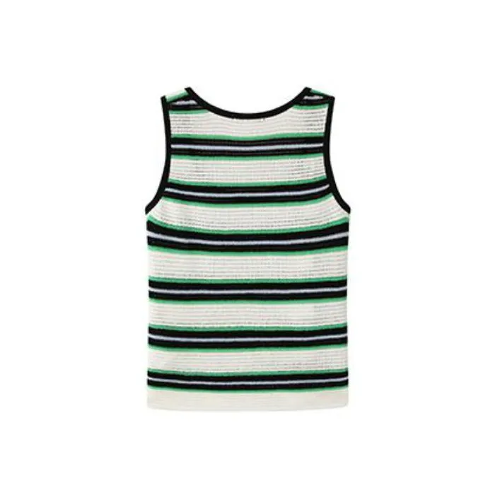 MacyMccoy Tank Tops Women's Black Green Stripes-1