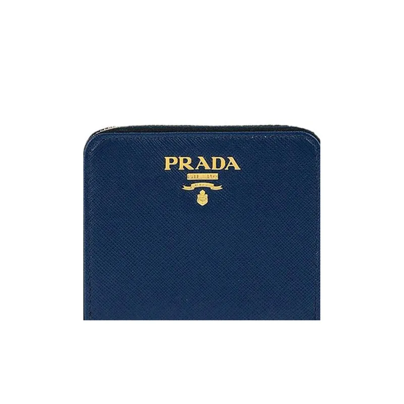 PRADA Leather Wallet Regular Women's Blue-4