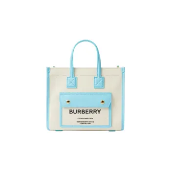 Burberry Calfskin Embellishment Tote Bag Shopping Bag Handbag Shoulder Bag Mini Women's Beige/Sky Blue