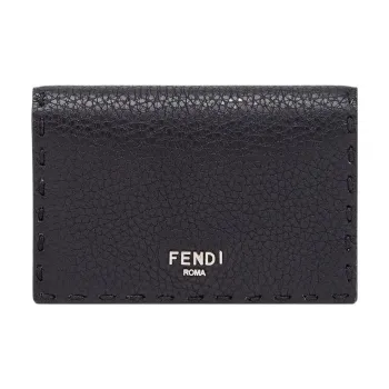 FENDI Calfskin Wallets Card Holders Men's Black