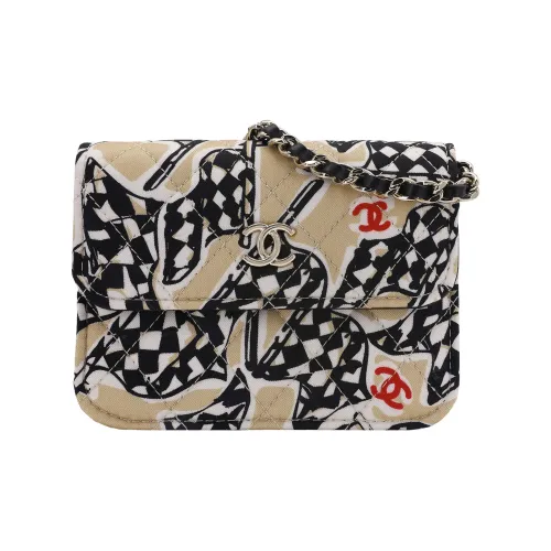 CHANEL Cotton Shoulder Bag Crossbody Bag Women's Black