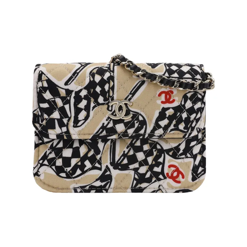 CHANEL Cotton Shoulder Bag, Crossbody Bag Women's Black-0