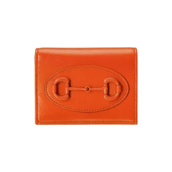 GUCCI Horsebit Leather Wallet Women's Orange