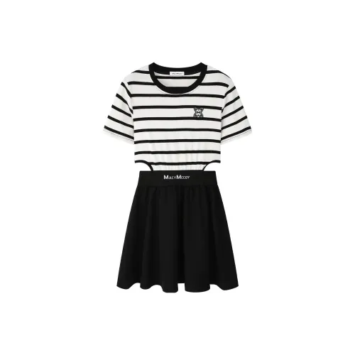 MacyMccoy Short-Sleeved Dresses Women's Black/White Stripes