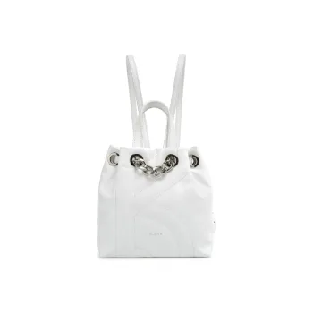 ROSA.K Cow Leather Bucket Bag Handheld Portable Backpack Small Size Women's Black/White