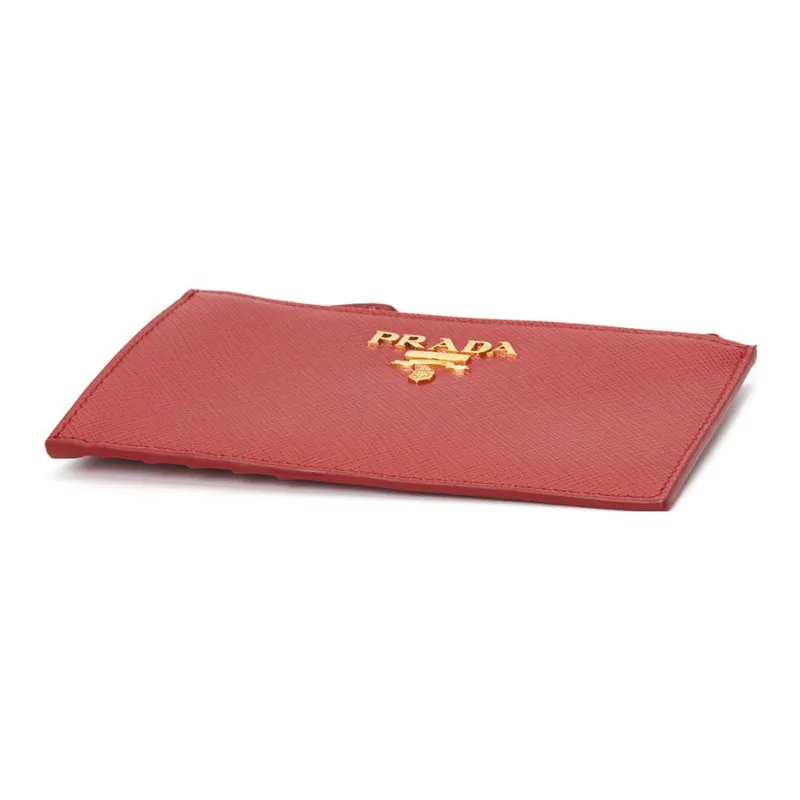 PRADA Leather Wallets Card Holders Women's Red-2