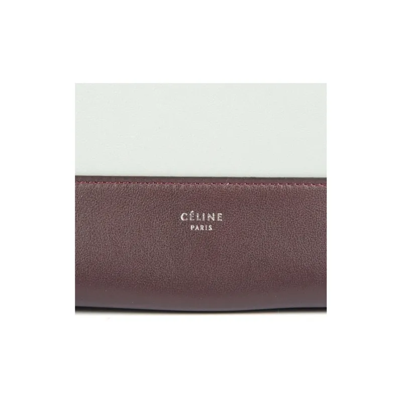 CELINE Smooth Calf Leather Frame Bag Shoulder Bag Crossbody Bag Medium Size Women's Red Brown/Blue-3