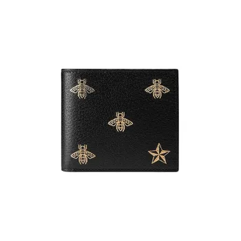 GUCCI Cow Leather Wallet Men's Black