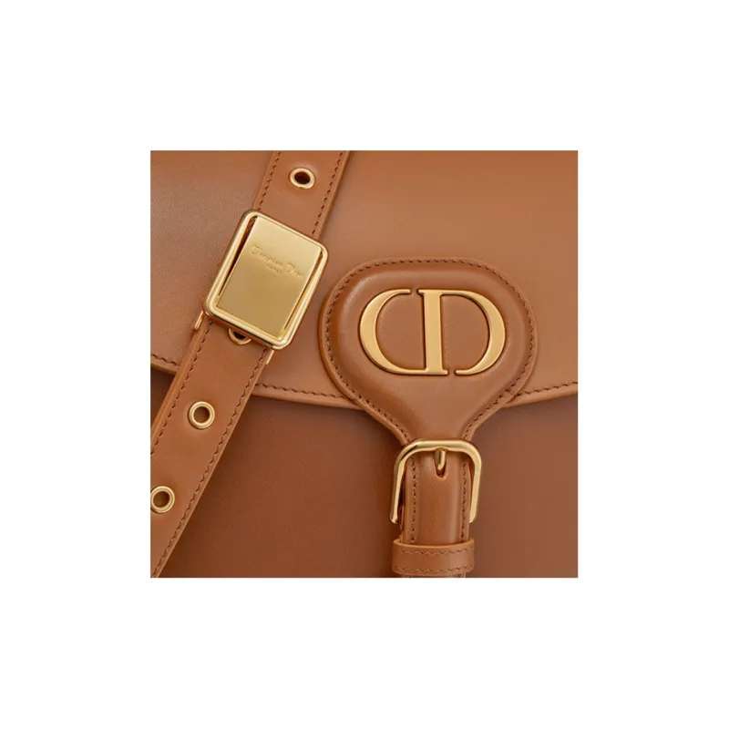 DIOR Cow Leather Crossbody Bag Shoulder Bag Women's Cognac-6
