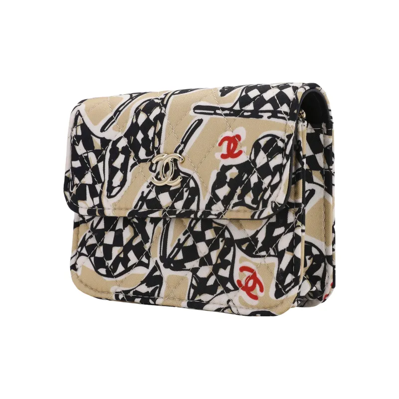CHANEL Cotton Shoulder Bag, Crossbody Bag Women's Black-1