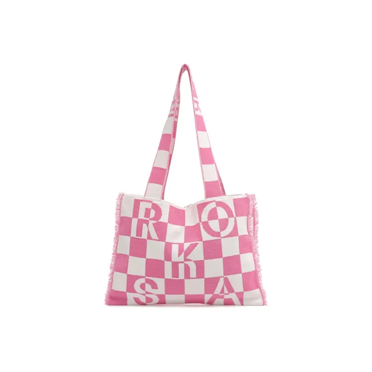 ROSA.K Blended Material Tote Bag, Handbag, Shoulder Bag Large Size Unisex Multicolor-9