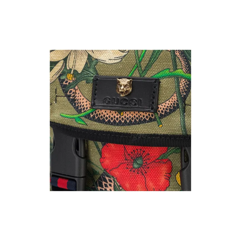 GUCCI Canvas Backpack Men's Olive Green-4