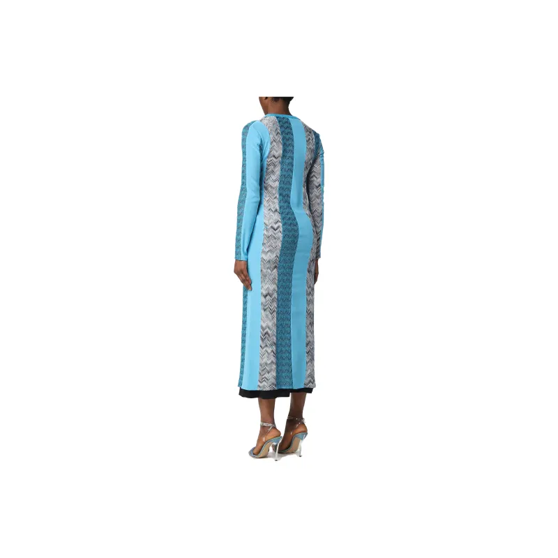 MISSONI V Neck Zig Zag Patterned Long Cardigan-1