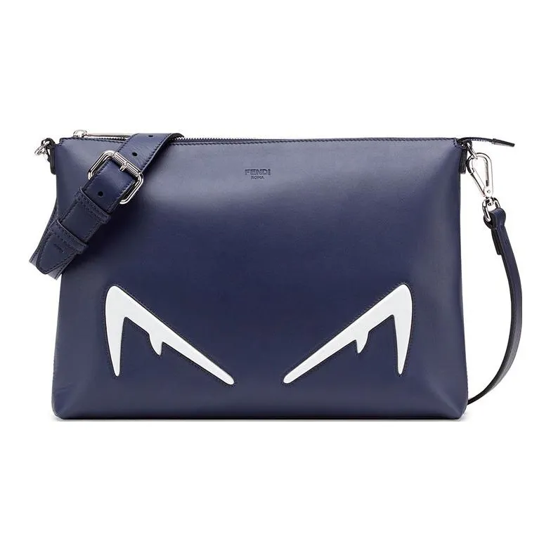 FENDI Calfskin Messenger Bag Shoulder Bag Crossbody Bag Men's Dark Blue-0