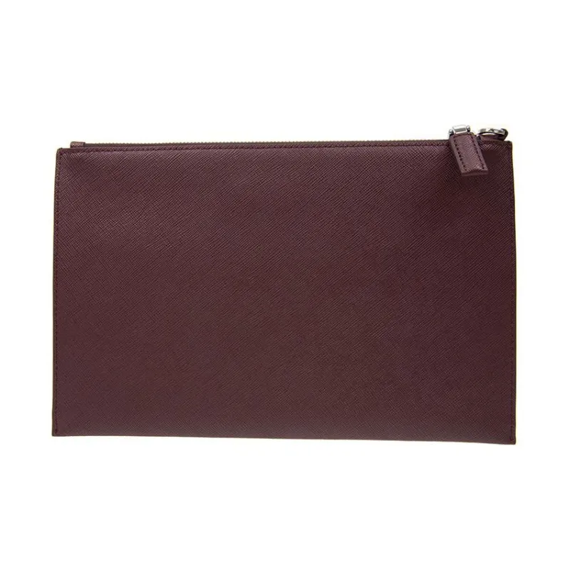 PRADA Cow Leather Clutch Regular Men's Deep Red-1