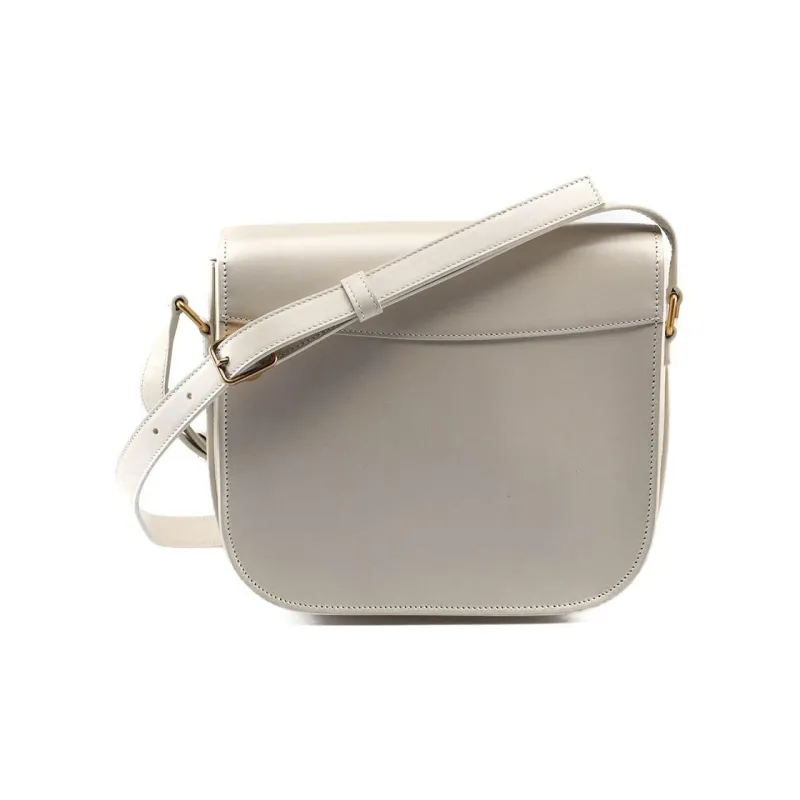 SAINT LAURENT Smooth Cow Leather Saddle Bag Crossbody Shoulder Bag Women's White-2