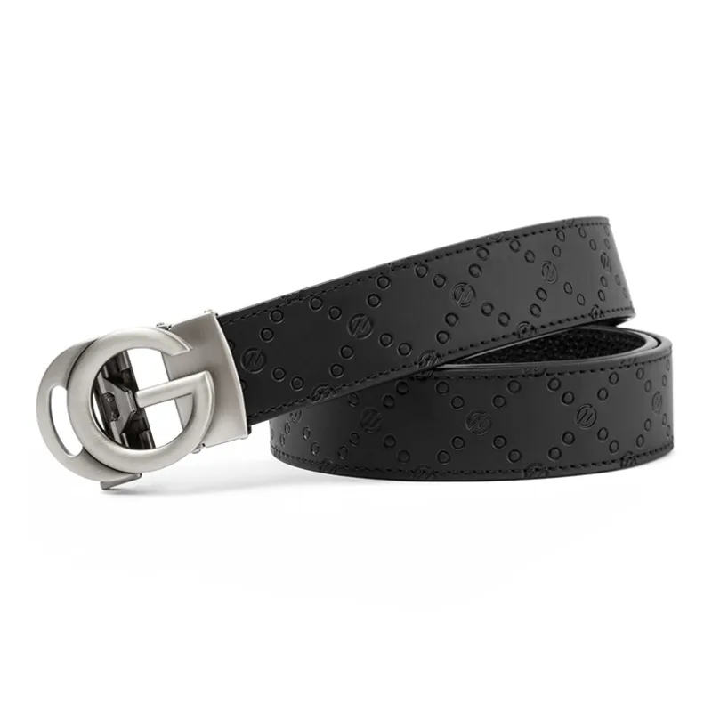 GXG Cut Out Genuine Leather Automatic Buckle Suit Trouser Leather Belts Men's-1