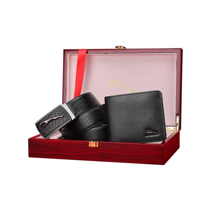 JAGUAR Gift Box Set Business Automatic Buckle Genuine Leather Belts Men's Width 3.55CM-2
