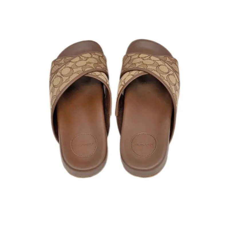 COACH Crossover Sandals Brown-4