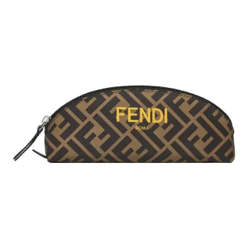 FENDI Cow Leather Pen Holder Pen Pouch Clutch Kids' Beige/Brown