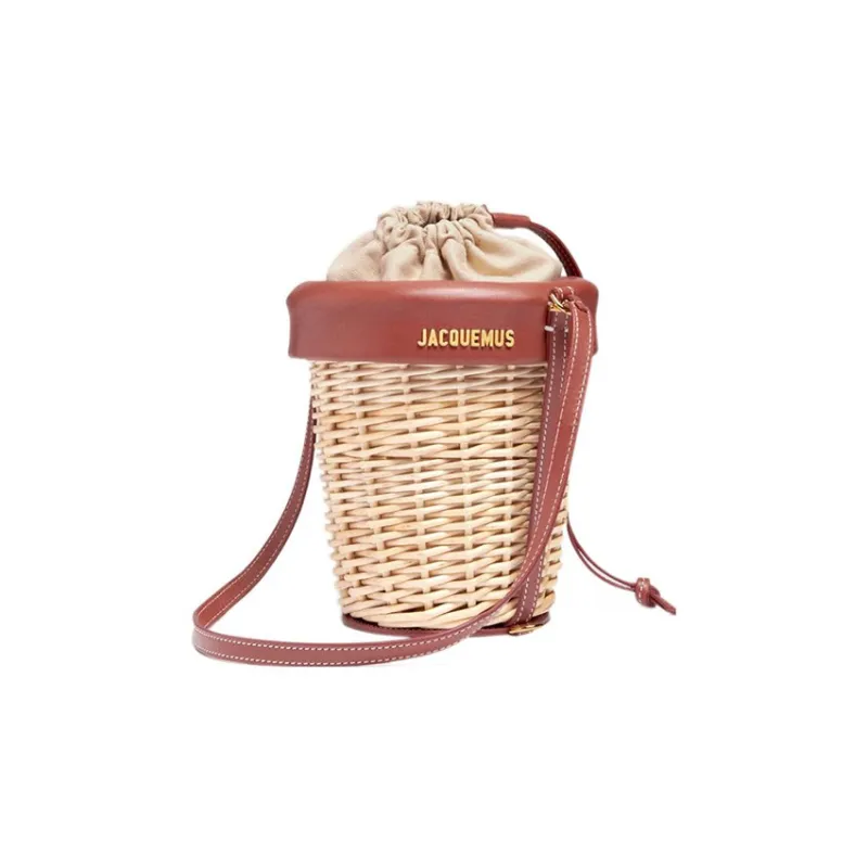 Jacquemus Wicker With Cow Leather Shoulder Bag Crossbody Bag Handbag Women's Brown-2
