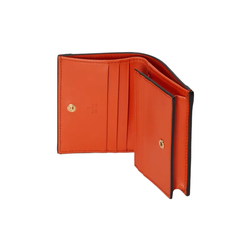 GUCCI GG Matelassé Leather Clutch Card Holder Wallet Small Size Women's Orange-4