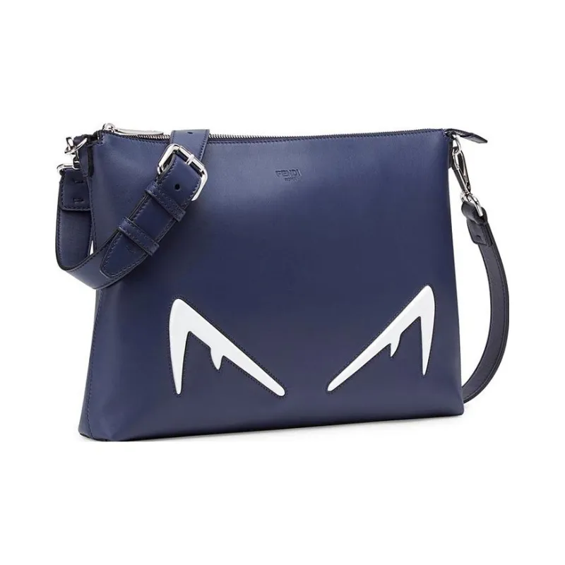 FENDI Calfskin Messenger Bag Shoulder Bag Crossbody Bag Men's Dark Blue-1