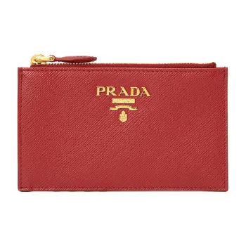 PRADA Leather Wallets Card Holders Women's Red